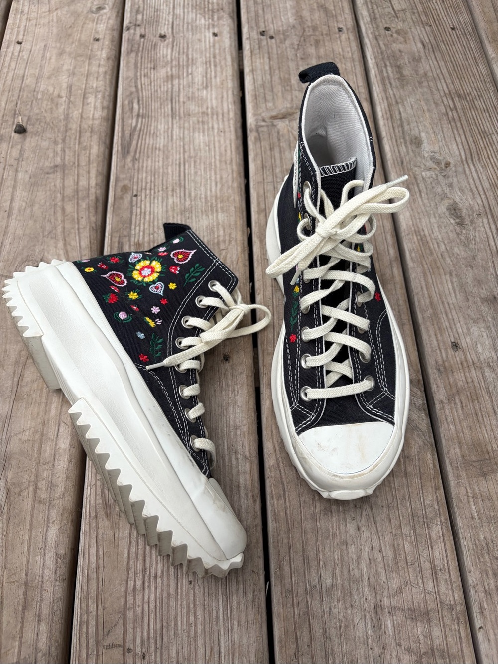 Converse Run Star Hike High Top Sneaker Black Embroidered